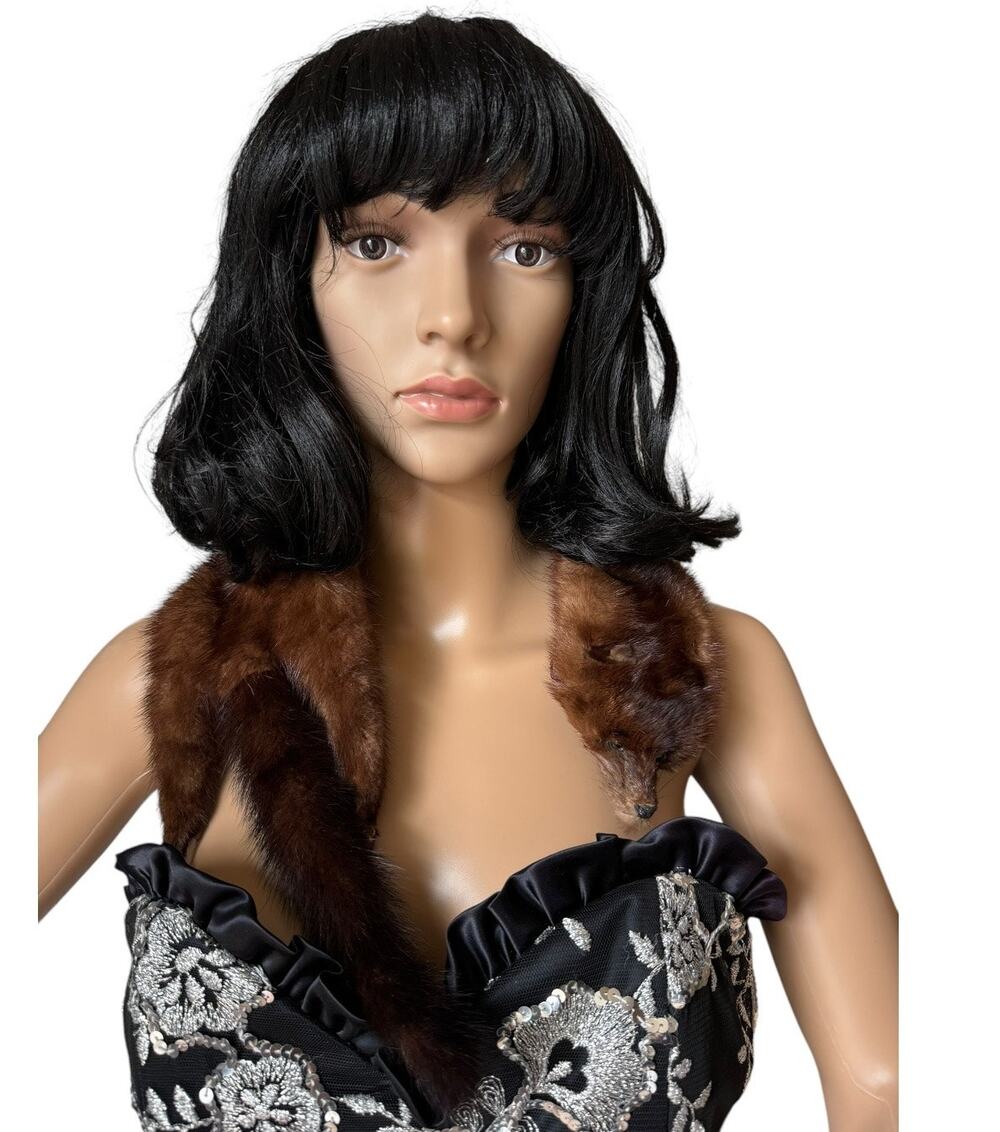 TANNED MINK PELT 29” Scarf Drape Stole Wrap Collar Natural Leather Taxidermy
